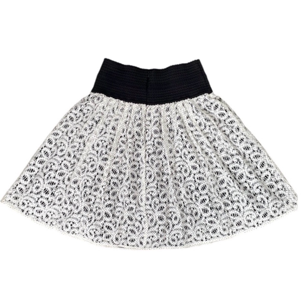Anthropologie Hd In Paris Nanette Lace Full Circle Skirt, Black & White, Large